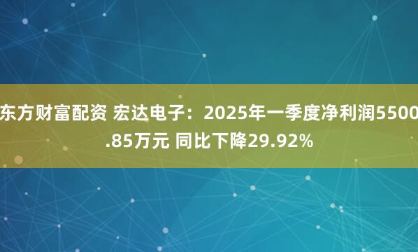 东方财富配资 宏达电子：2025年一季度净利润5500.85万元 同比下降29.92%
